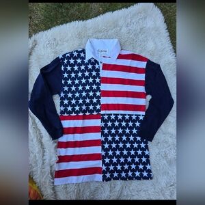 American Flag Mens Rugby Shirt USA Stars & Stripes